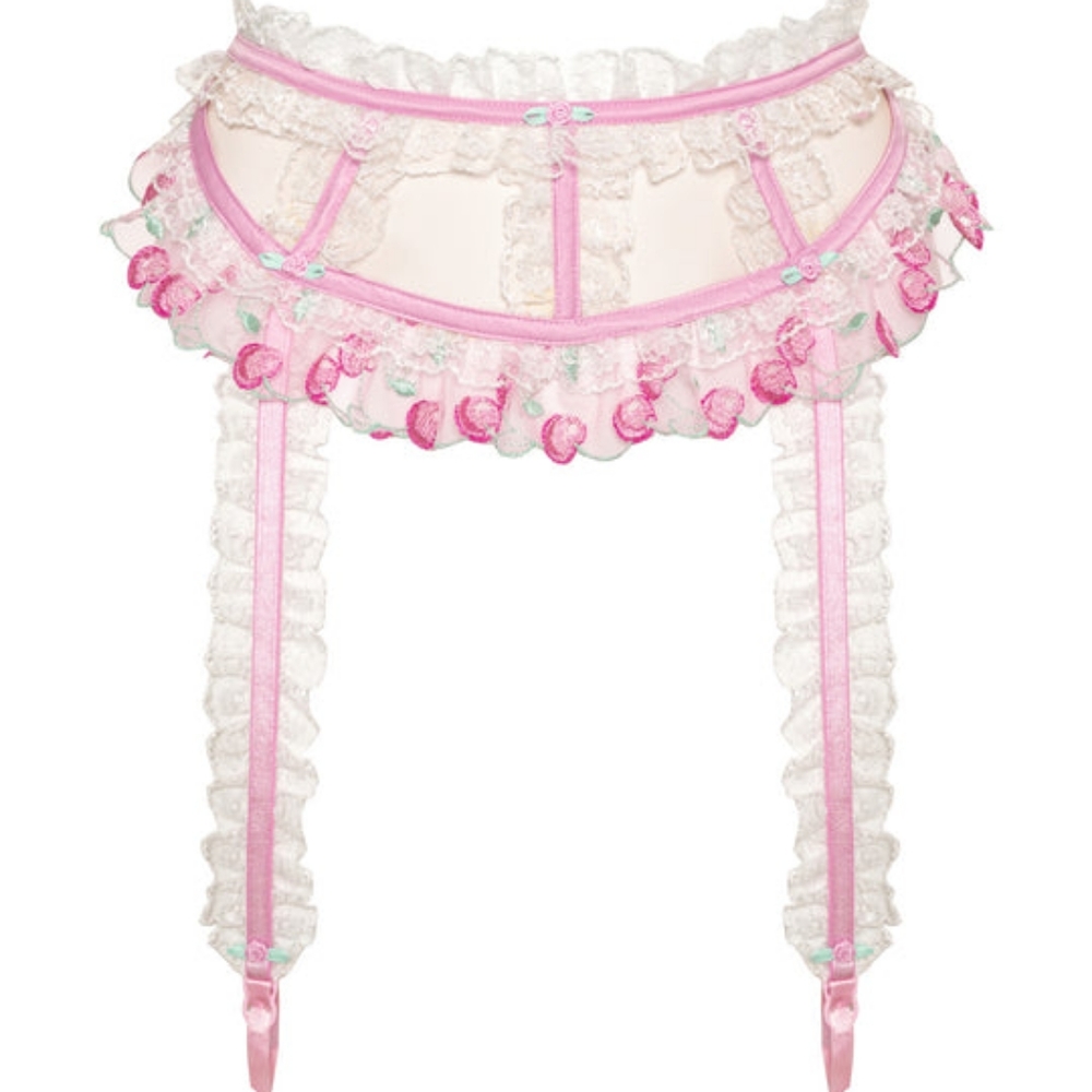 NWT For Love and Lemons Sweet Cherries Bra, Garter & Panties Set Loveshackfancy - Picture 3 of 9